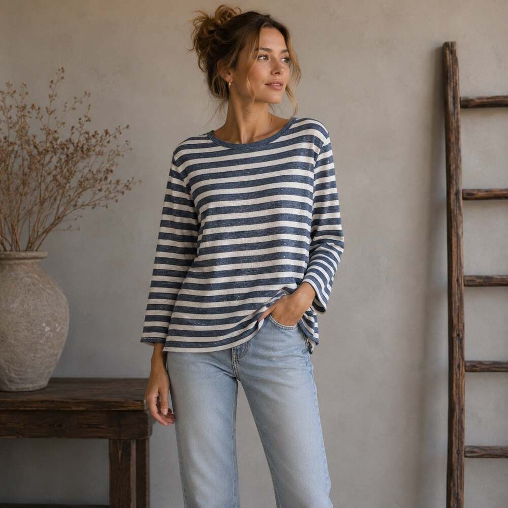 Sol Angeles Blue Stripe Knit Open Back Top Medium